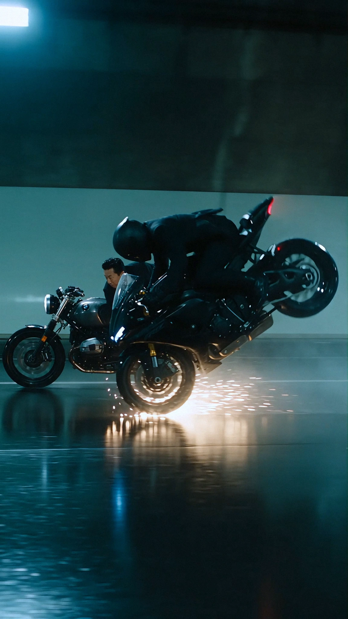 Motorcycle flipping through the air